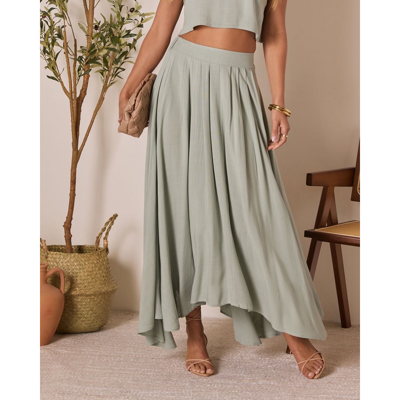 Fresh Breeze Asymmetrical Hem Maxi Skirt