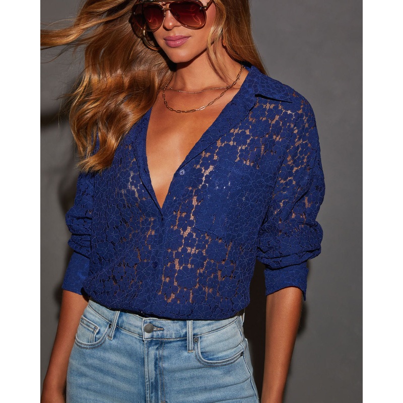 Gwen Floral Lace Button Down Shirt