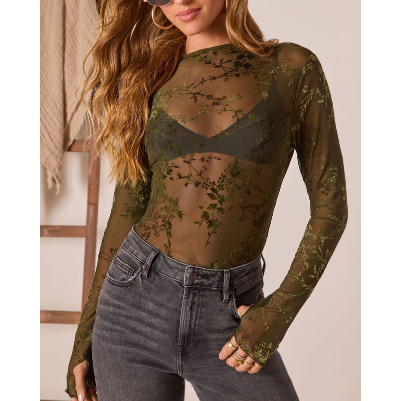 Honey Moon Mock Neck Top|Olive|S|M|L