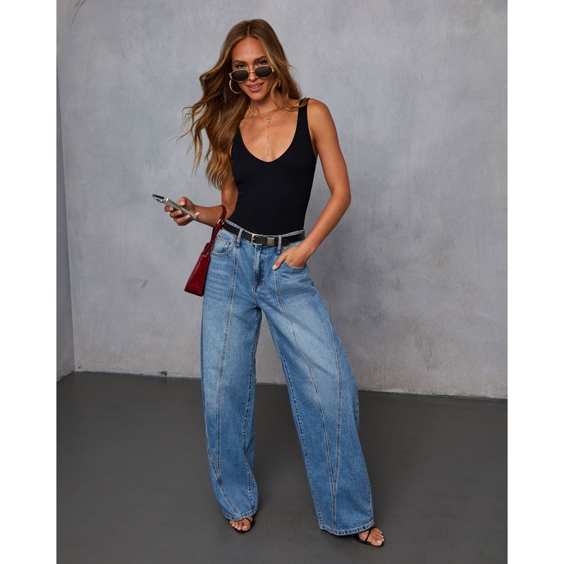 Horseshoe Rigid Pintuck Barrel Jeans