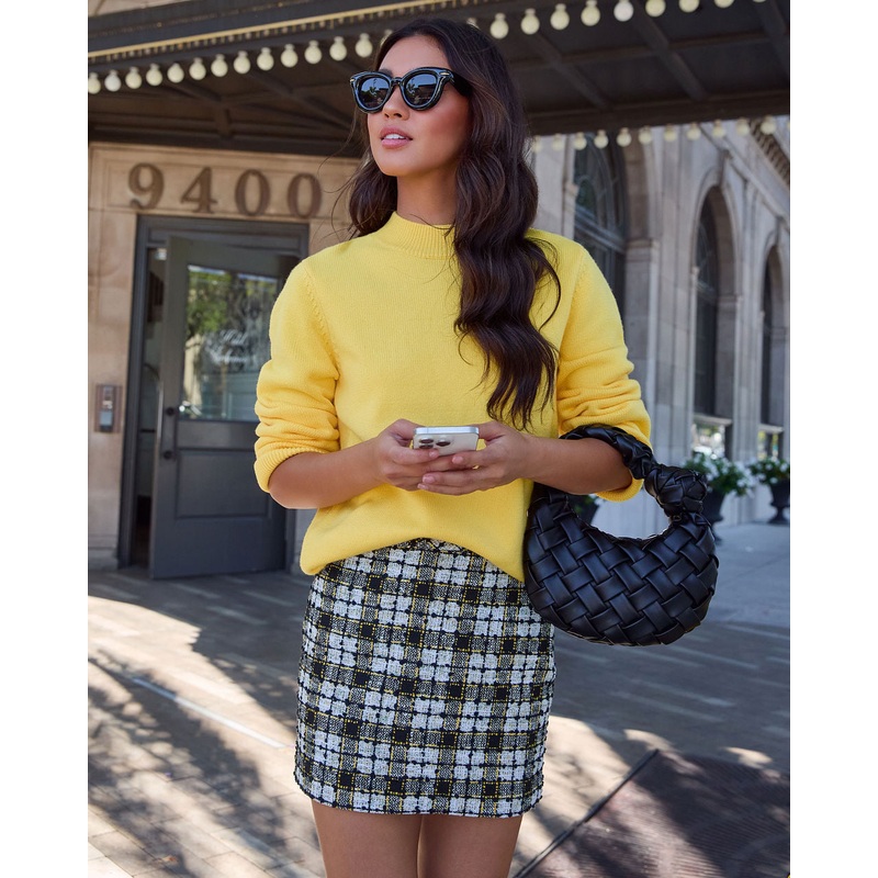 In A Maze Plaid Mini Skirt|Yellow Multi|XS|S|M|L|XL