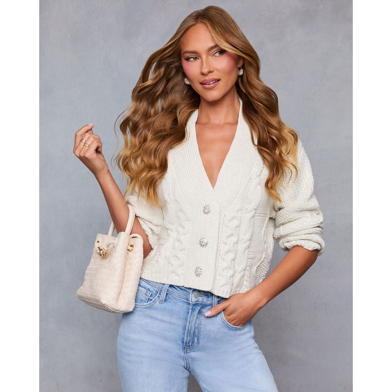 Kelena Cable Knit Cardigan|Cream|XS|S|M|L|XL