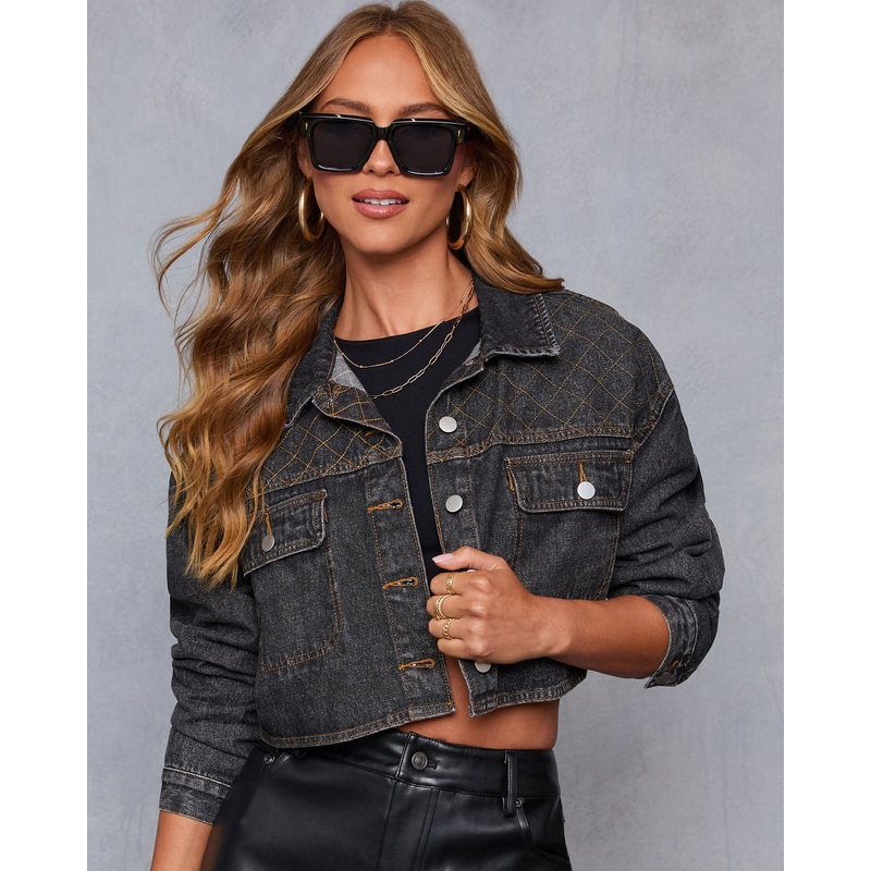 Salengie Cropped Denim Jacket|Vintage Black|S|M|L