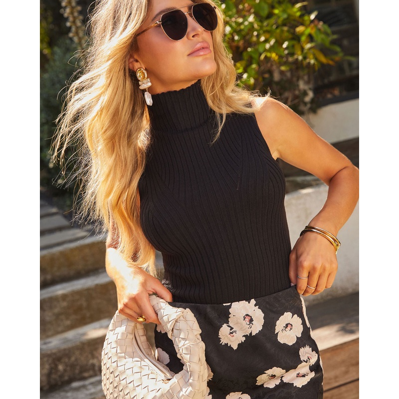 Sheryl Ribbed Mock Neck Sweater Tank