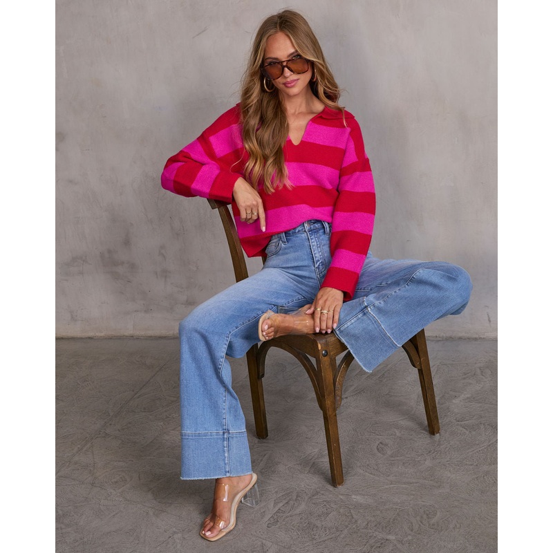 Violette Striped Collared Sweater
