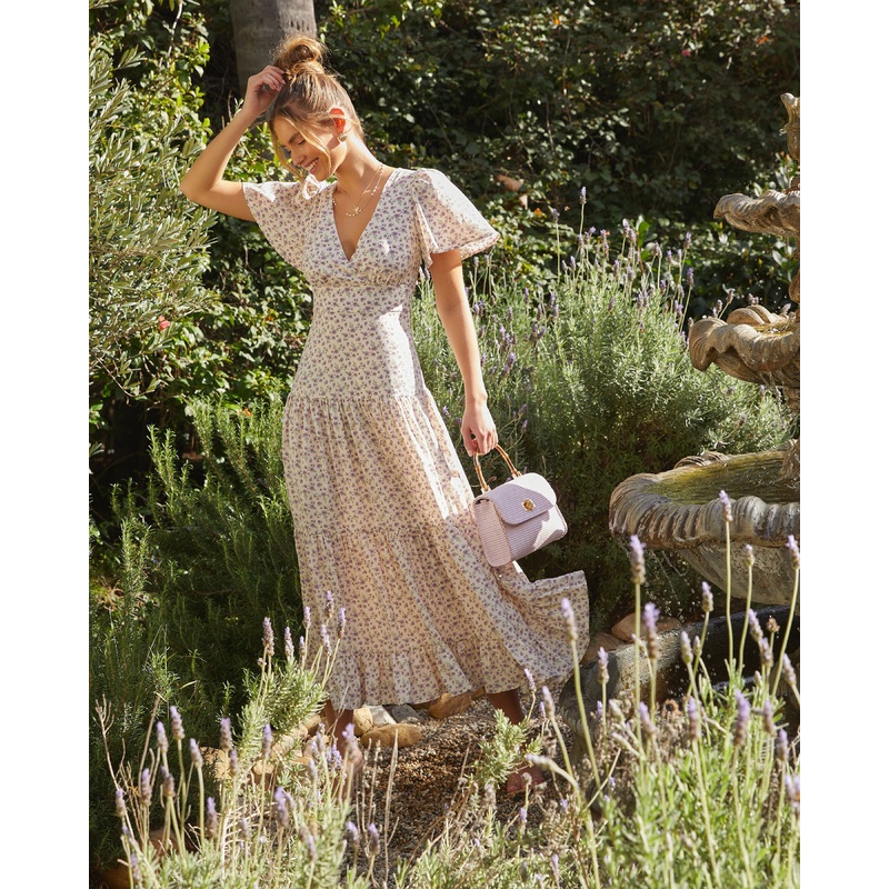 Ashlyn V-Neck Tiered Maxi Dress