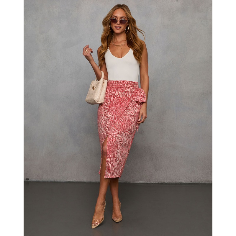 Ayra Printed Midi Skirt|Red|S|M|L