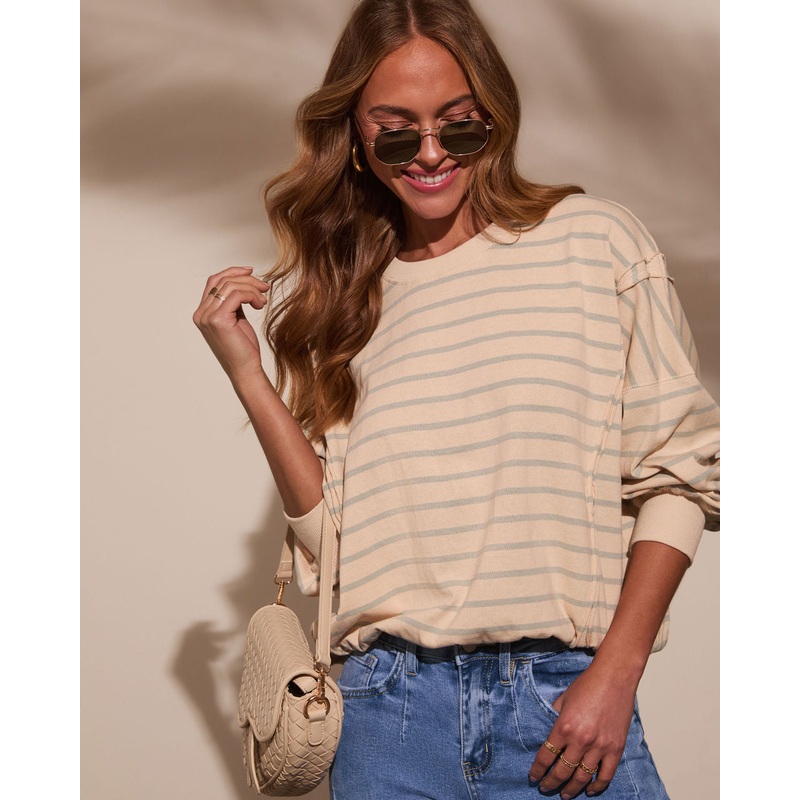 Classic Feel Striped Oversized Sweatshirt