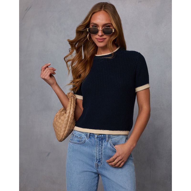 Clocking In Short Sleeve Sweater