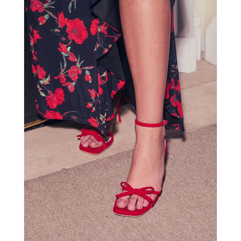 Ever Mine Strappy Bow Heels|Red|6|6.5|7|7.5|8|8.5|9|10