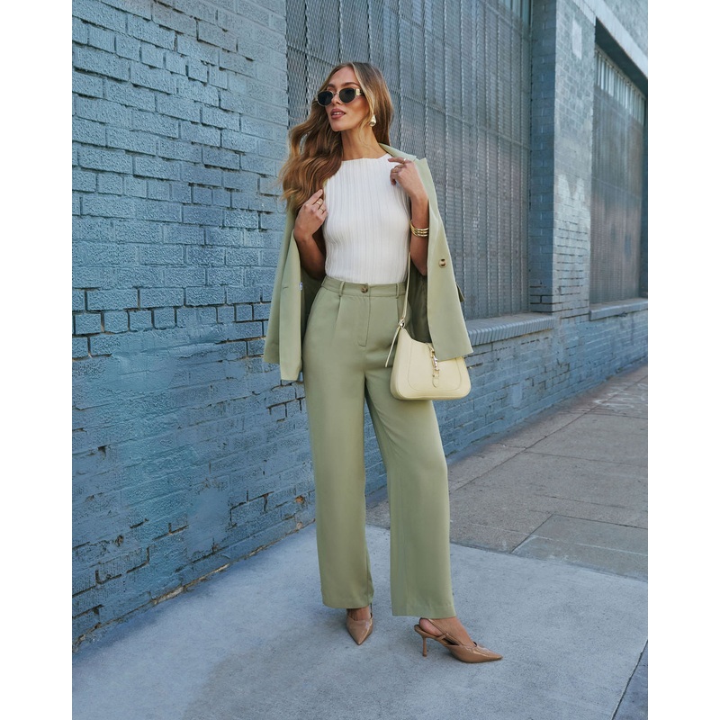 Glow Getter Pleated Trouser|Sage|XS|S|M|L|XL