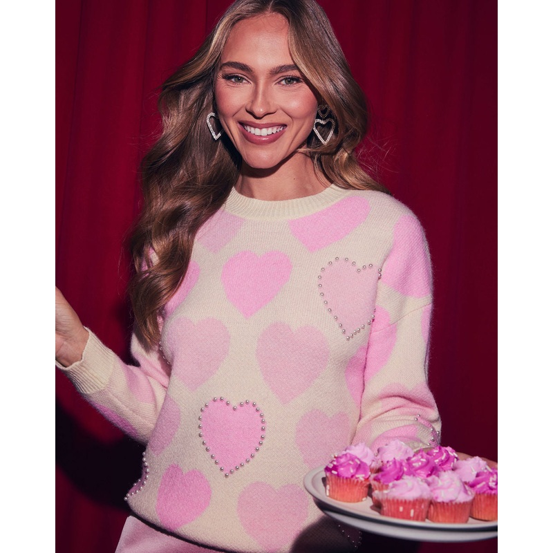 Love Letter Oversized Heart Pearl Sweater
