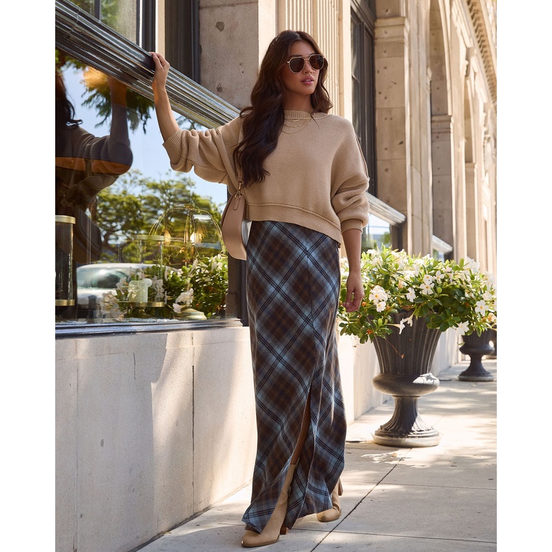 Mae Lynn Plaid Maxi Skirt|Brown Multi|XS|S|M|L|XL