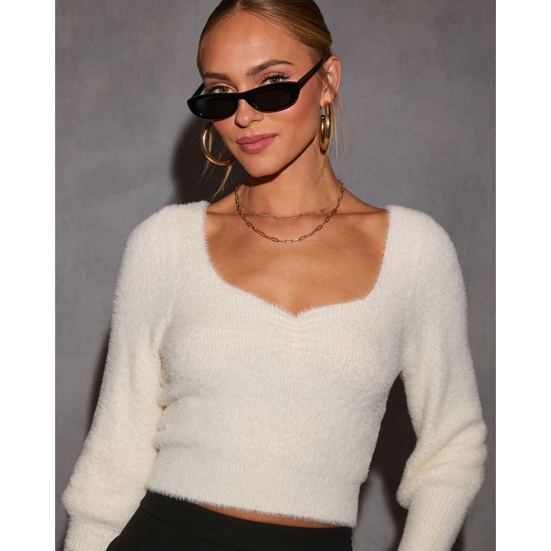 Milah Ruched Bust Sweater|Ivory|XS|S|M|L|XL
