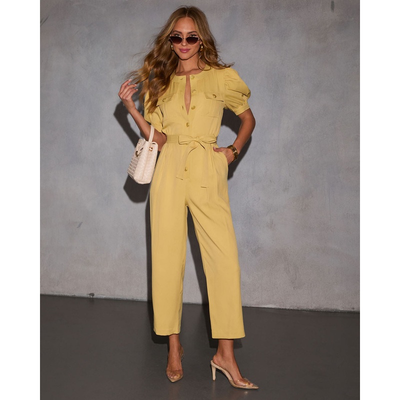 Paulina Waist Tie Jumpsuit|Yellow|XS|S|M|L|XL
