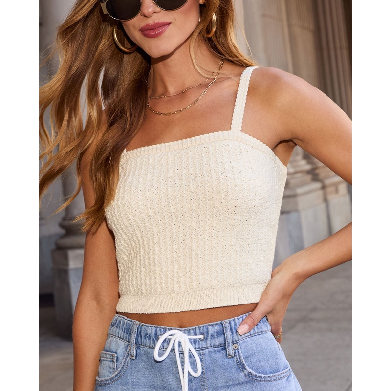 Posh Pulse Knit Camisole Top|Cream|XS|S|M|L|XL
