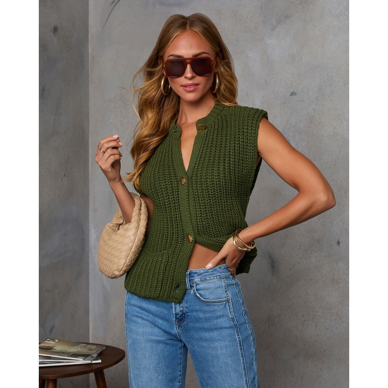 Sweet Gather Knit Button Down Sweater Vest