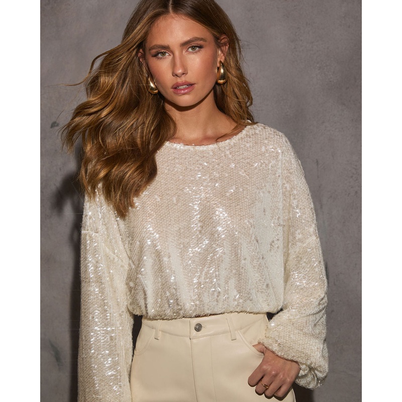 Twinkling Moment Sequin Embellished Top