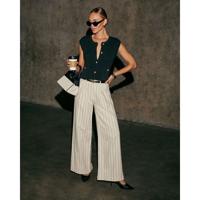 Verra Wide Leg Striped Pants|Natural|XS|S|M|L|XL