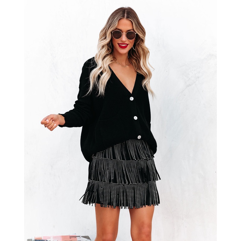 Zoie Studded Fringe Mini Skirt