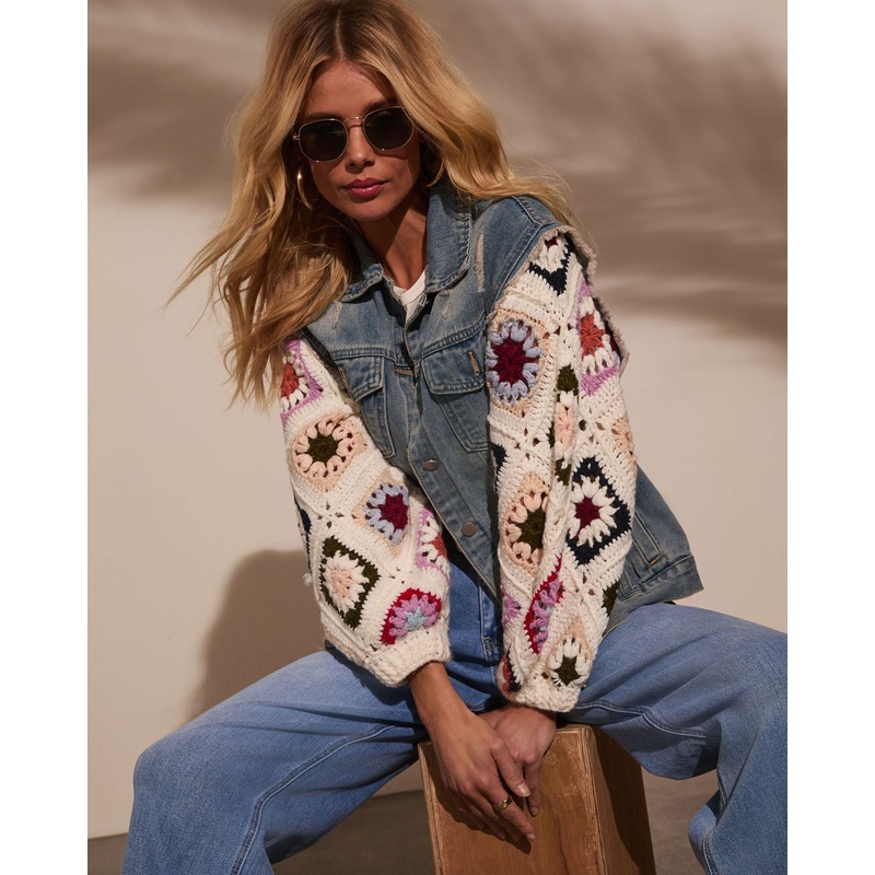 Alek Crochet Sleeve Denim Jacket