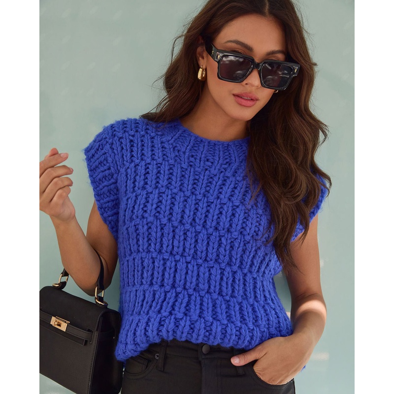 Annaline Cap Sleeve Crochet Sweater