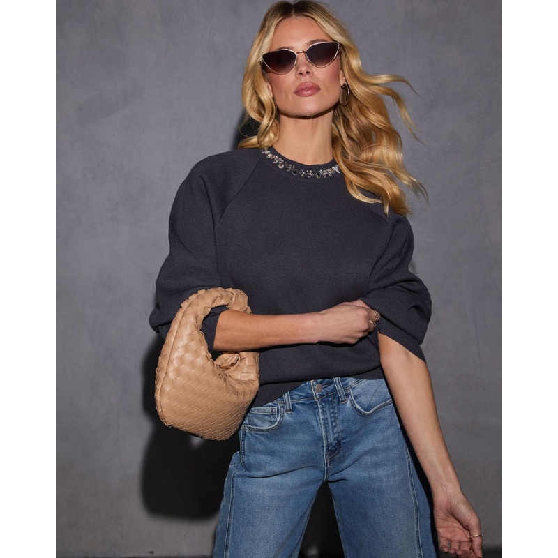 Campfire Embellished Neckline Sweater