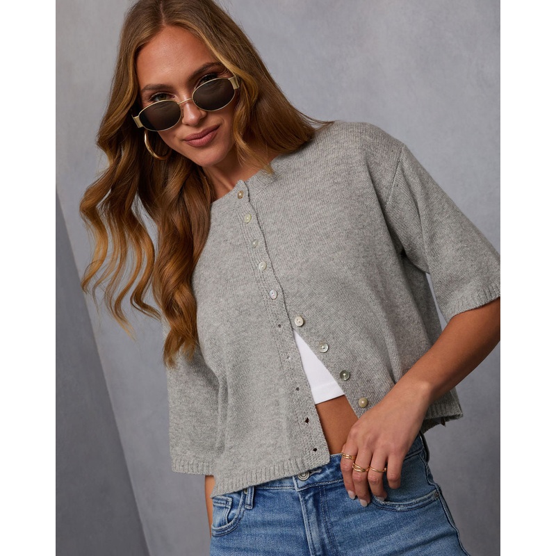 Chic Escape Button Detail Short Sleeve Cardigan