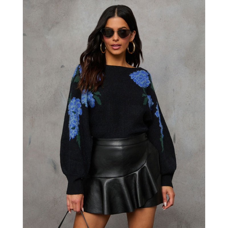 Fall Roses Floral Pullover Sweater