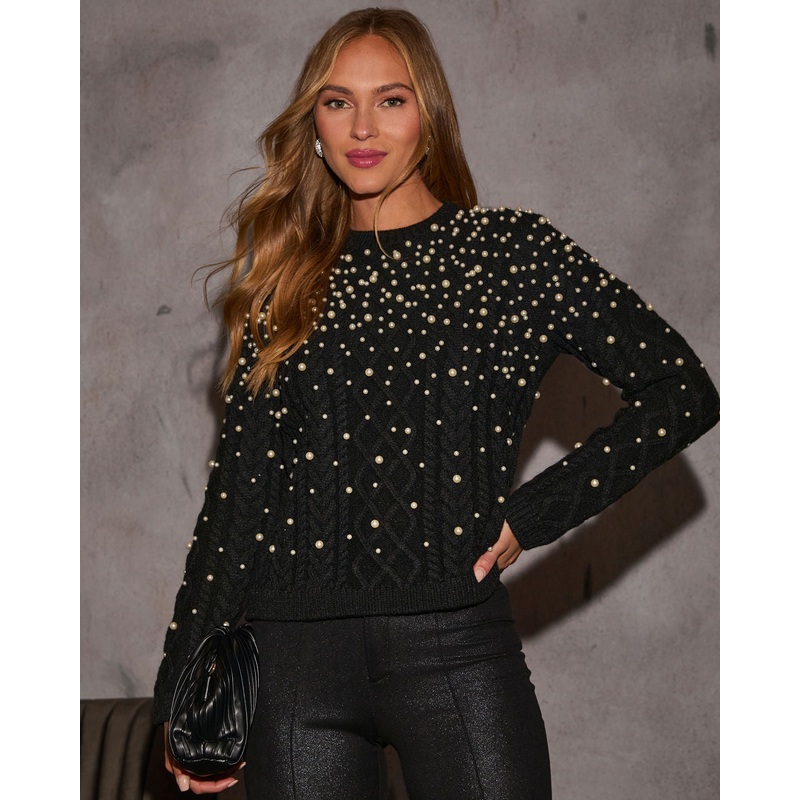 Festive Feels Pearl Embellished Sweater