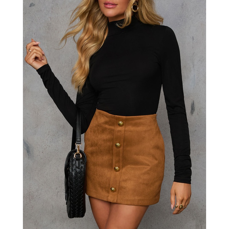 Fit Me In Faux Suede Mini Skort