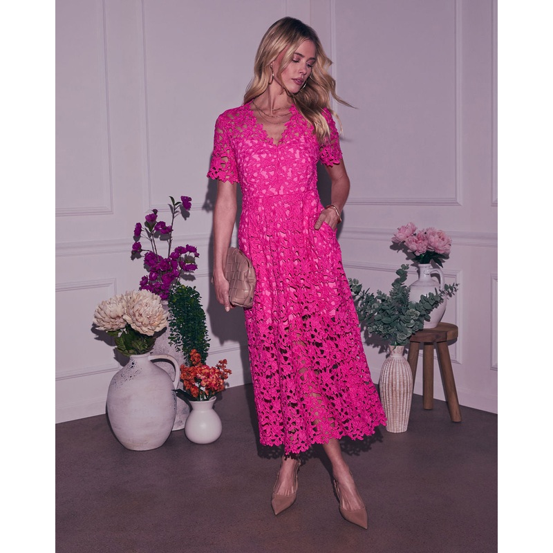 Garcelle Floral Lace Midi Dress