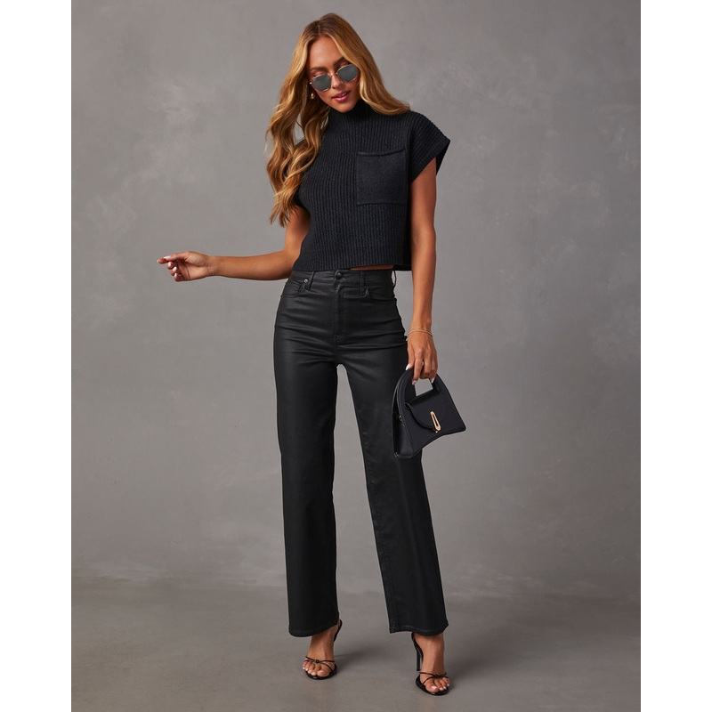 Icon Coated High Rise Straight Jeans