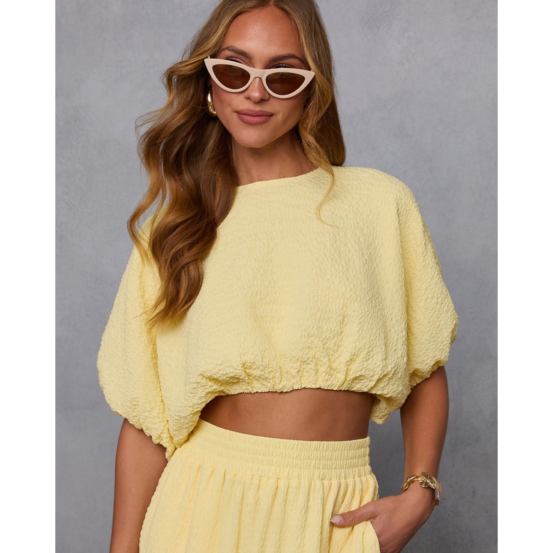 Liena Gauze Cropped Top|Yellow|XS|S|M|L|XL