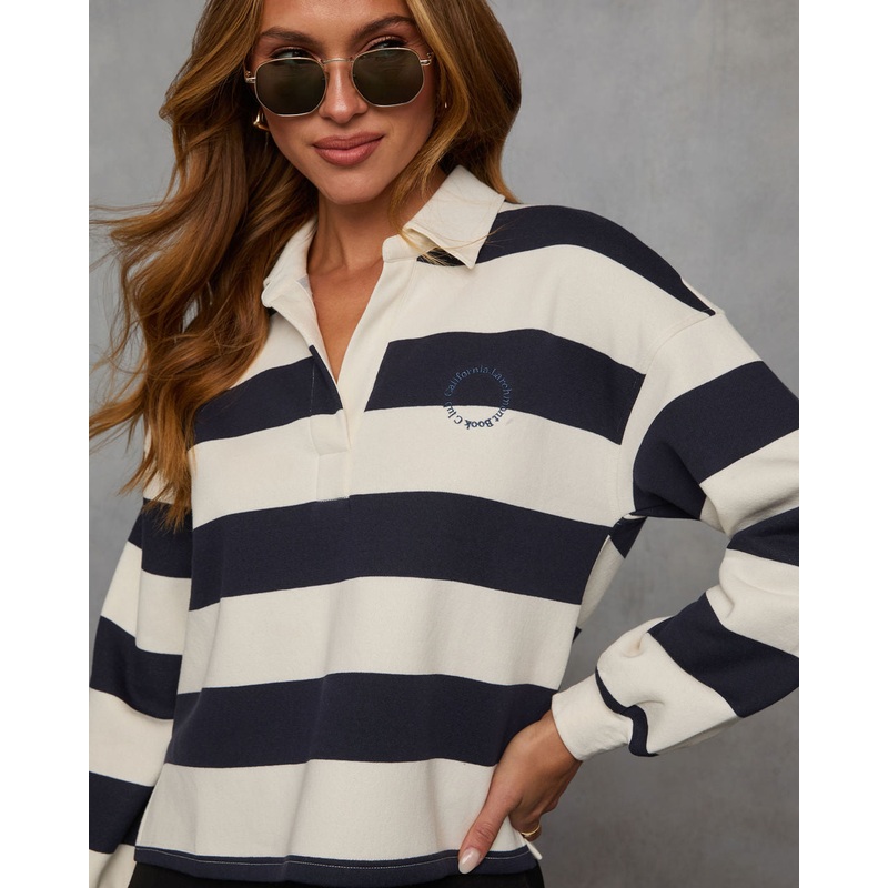 Lotte Striped Popover Polo Shirt