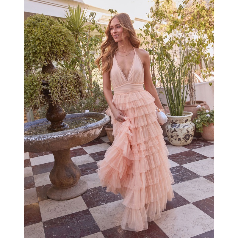 Love Filled Tiered Tulle Maxi Dress