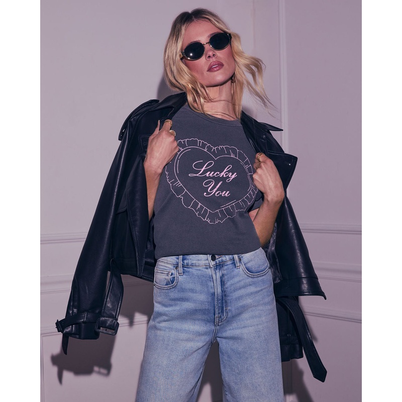 Lucky You Graphic Tee|Charcoal|XS|S|M|L|XL
