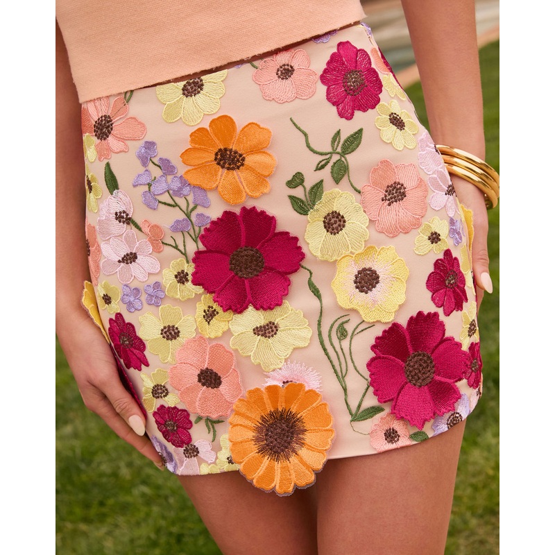 Madeline Textured Floral Mini Skirt