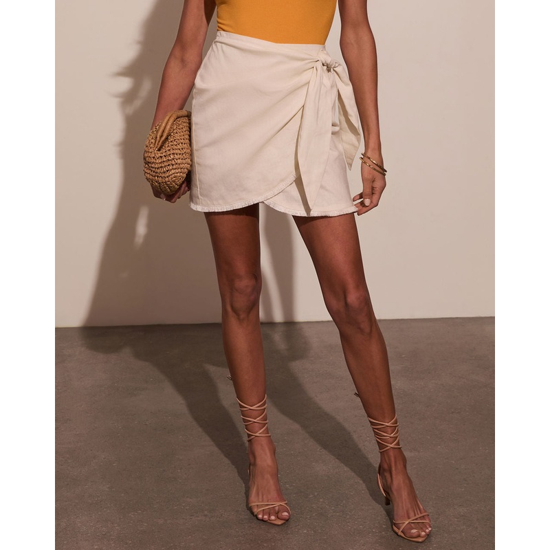 Marisol Wrap Mini Skirt|Cream|Ivory|XS|S|M|L|XL