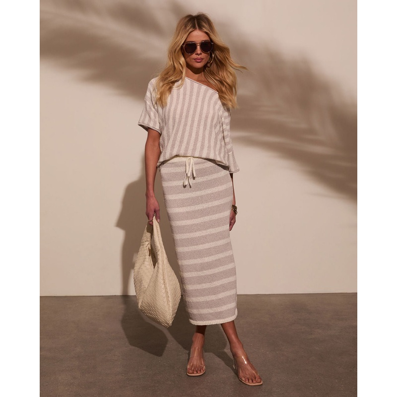 Mellow Mood Knit Drawstring Midi Skirt