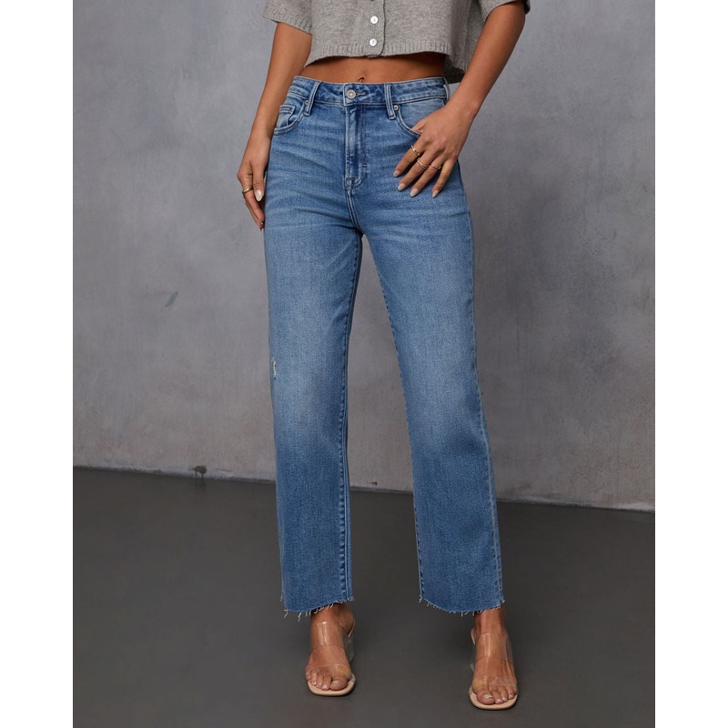 Mikal Super Stretch Frayed Cropped Jeans