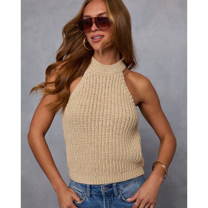 Morana Crochet Sweater Tank|Beige|XS|S|M|L|XL