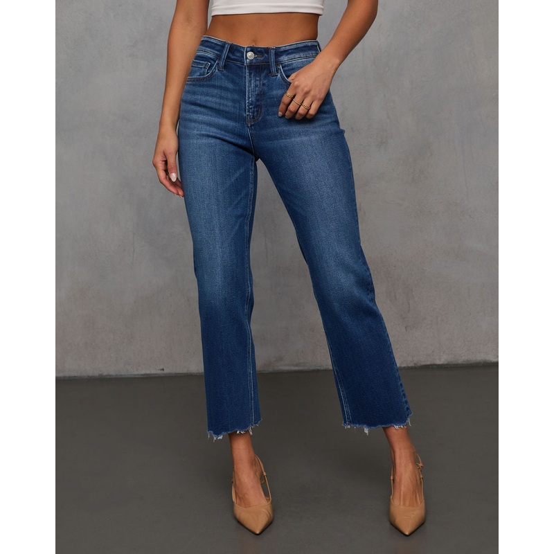 Rona Super Stretch Cropped Frayed Hem Jeans