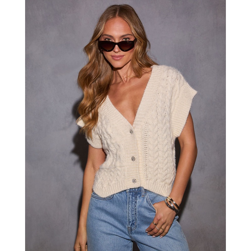 Alanie Cable Knit Cardigan|Ivory|XS|S|M|L|XL