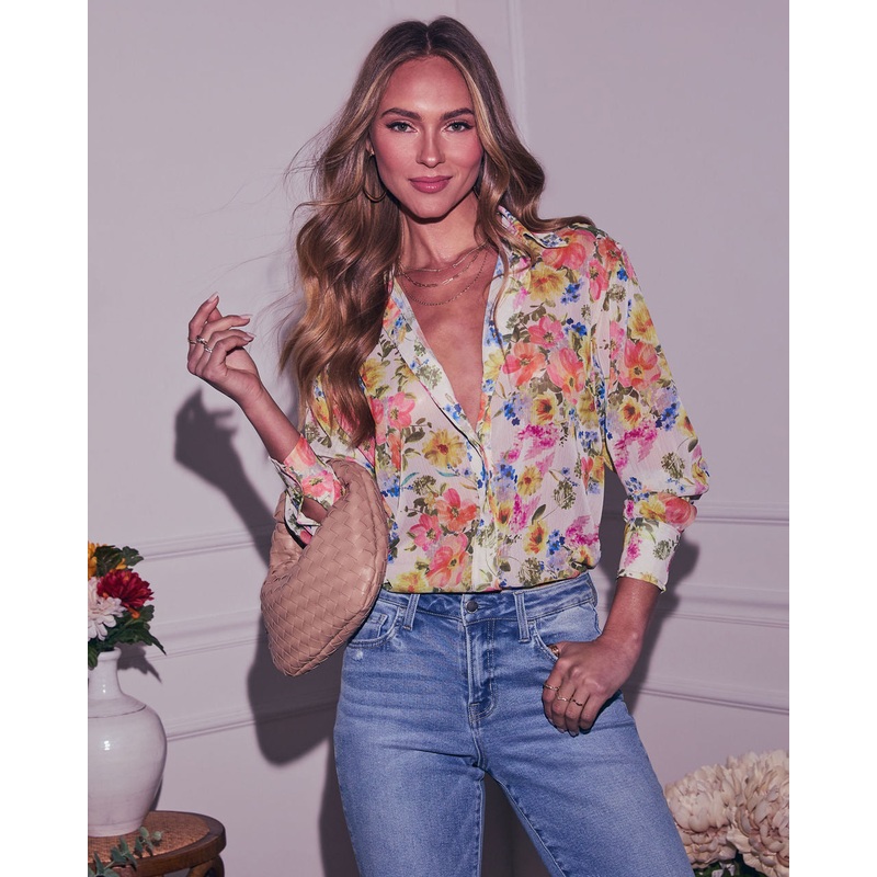 Alasia Floral Collared Top|Floral|XS|S|M|L|XL