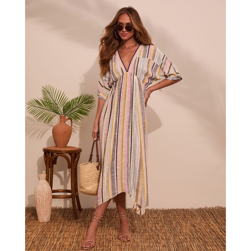 At Beachside Flowy Linen Midi Dress