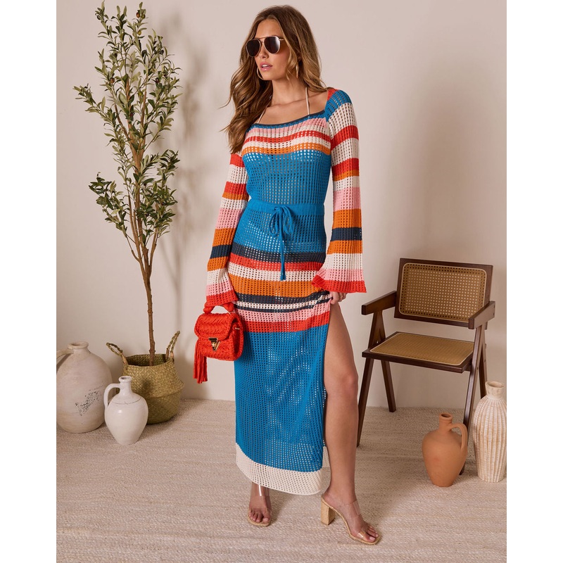 By The Sea Crochet Maxi Cover Up Dress