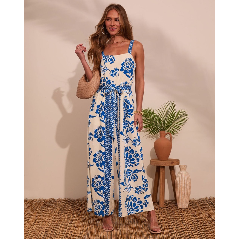 Demie Floral Waist Tie Jumpsuit
