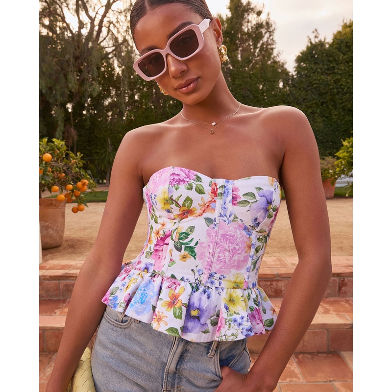 Fiora Floral Corset Peplum Top