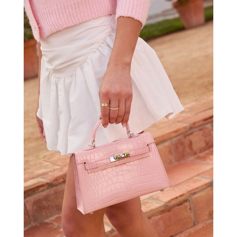 Giorgia Croc Embossed Top Handle Bag